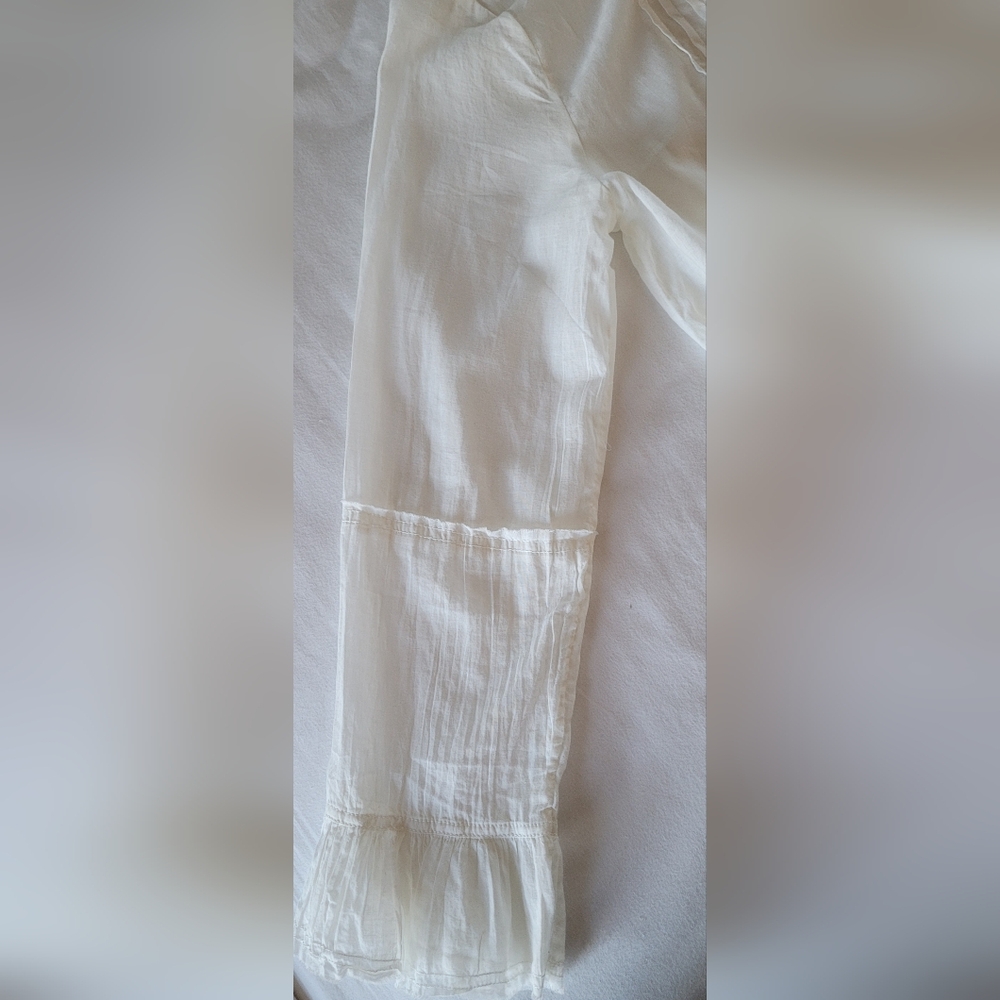 Free People White Ruffled Button-Front Blouse - Picture 9 of 16